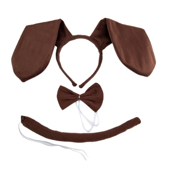 1/2/3 бр. комплекта костюми за кучета, превръзка на главата с собачьими уши, опашка, носи вратовръзка за деца, момчета и момичета