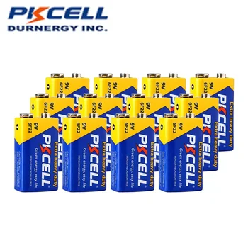 12ШТ Батерия PKCELL 9V 6F22 9 Волта, равна батареям CR9V ER9V 6LR61, Сверхпрочная Въглерод-Цинковая Батерия за електронен Термометър