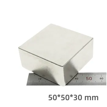 1БР Неодимовый магнит N52 50*50* 30 мм/40*40*20 Супер силен Мощен квадратен Блок Редки земни Постоянни магнити газомера