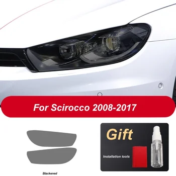 2 бр. защитно фолио за автомобилни фарове Volkswagen Scirocco 2008-2017 ремонт прозрачен цвят черен стикер от TPU аксесоари