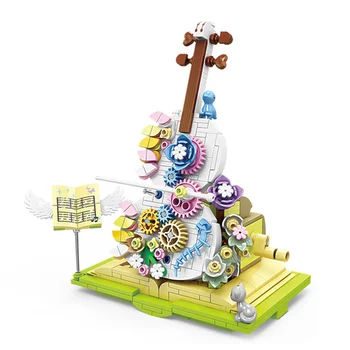 2023 Град Творчеството на Цветя Модел Цигулка Мини Строителни блокове Тухли Играчки за Подарък