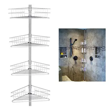 4-слойная антикорозионна ъглова етажерка за баня, натяжной стълб за душата