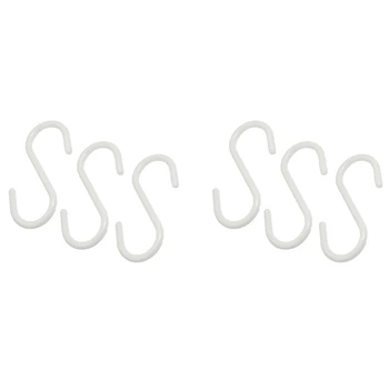 6 бр. с бели пластмасови S-образни висящи куки за шалове и дрехи