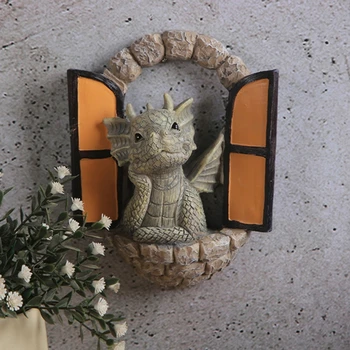 D0AD Забавна играчка-скулптура на Дракон Перваза на прозореца Пружинен Маса в двора на Офис Бутици Доставка