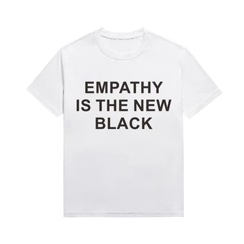 Enpathy - Нова Черна Тениска със Слоган, Градинска Дрехи, Летни дамски тениски с Меланином, Основни тениски по Поръчка
