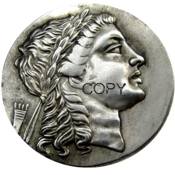 G(12) Рядка Голяма Медалистическая древногръцки сребърна монета под формата на Тетрадрахмы от Мирины Эолис - от 150 до крумовград, копия на монети със сребърно покритие