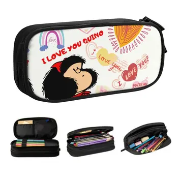 Kawaii Mafalda Quino Пеналы за моливи за момчета Gilrs На Поръчка Мультяшная Голяма чанта за съхранение на Химикалки Скоростна Ученически пособия