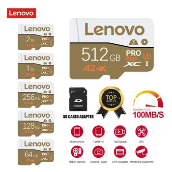 Lenovo Class 10 2 TB Micro SD TF Карта 1 TB 512 GB 256 GB SD/TF Flash карта с памет и 128 GB 64 GB Cartao De Memoria За Камерата на телефона Дрона