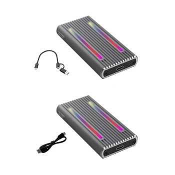 P82F RGB цветен.Корпус с 2 твердотельными флашки, поддръжка на протоколи NVMe за любителите на игри, професионален калъф за твърд диск, кутия