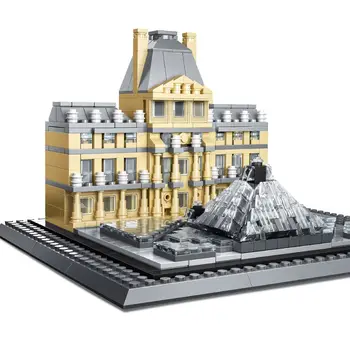 wang4213 Парижки музей Лувъра, 3D модел, строителни блокове, Световна архитектура, мини САМ Диамантени Микроблоки, Тухли, играчки за деца