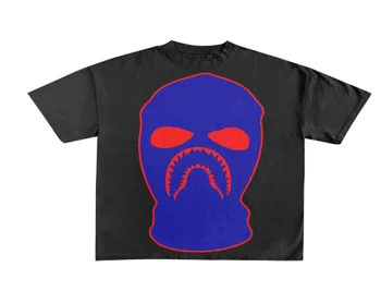 Y2K хип-хоп градинска тениска с принтом маски, изработени от памук с къс ръкав, мъжки годишната американска мода свободна тениска с къси ръкави за двойки