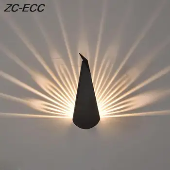 ZC-ECC Нощно Шкафче за Спалня, монтиран на стената Лампа в Скандинавски Стил, на Фона на Всекидневна, Стенни Аплици, Проход, Коридор, Модерен и семпъл Интериор, Паун, монтиран на стената Лампа