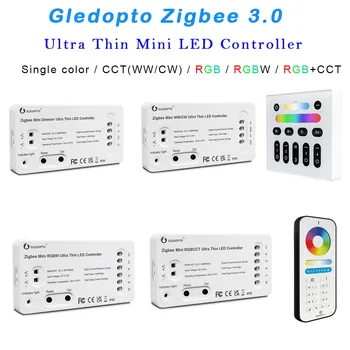 Zigbee 3,0 Мини ултра тънък Контролер led лента Gledopto Одноцветный/CCT/RGB/RGBW/RGB + CCT-Слаби 2,4 G RF дистанционно управление DC 5 ~ 24