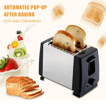 Автоматичен Тостер за хляб с бързото изгаряне, 2 филии Домашна Машина за Приготвяне на Закуска, Тостер от неръждаема стомана, Печене, Приготвяне на Храна, ЕС, САЩ