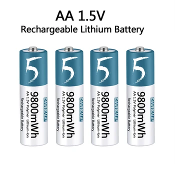Батерия тип АА от 1,5 Литиево-йонна Акумулаторна батерия тип АА 9800 МВтч Литиево-йонна батерия тип АА за мишка с дистанционно управление, малък вентилатор, Електрическа играчка