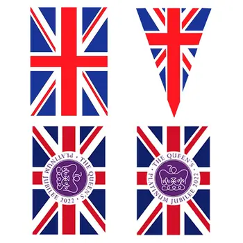 Британски банери с овесени ядки, лесно почистване, 14x21 см, Декор за парти, Анти-избледняване, Триъгълен флаг на Великобритания за декорация парти