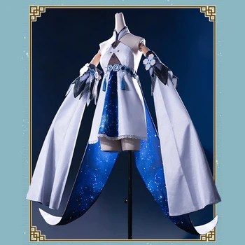 В наличност！Genshin Impact Cos Guizhong Cosplay Свободни ръкави на Звездното небе градиентное рокля на Играта dust god cos Женски Пълен комплект Униформи