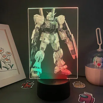 Готино лека нощ Gundams, 3D акрилни настолна лампа, в два цвята цветни тенис на Декоративна лампа, Подарък за децата на Рожден ден, малка странична led лампа