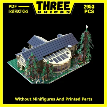 Градивните елементи на Moc Модулна горска хижа, модел на вход на дома, Технически тухли, направи си сам, монтаж, Гледка към улицата, играчка за детско подарък