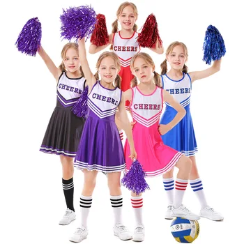 Детски дрехи за чирлидинга Пятицветное Училищно футболно Детско рокля за чирлидинга