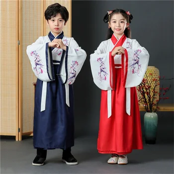 Детски китайски древния костюм на Традиционната династия, официално облекло, за да се изяви на сцена, костюми за народни танци Hanfu, комплект