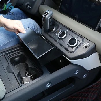 За Land Rover Defender 90 И 110 20-22 Автомобилен стайлинг ABS черна кола централен подлакътник за съхранение, кутия за съхранение телефон, аксесоари за автомобили