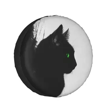 Калъф за резервна гума с хубаво черна котка, прахоустойчив, водоустойчив, защитен от uv, подходящо за Джип, ремарке,