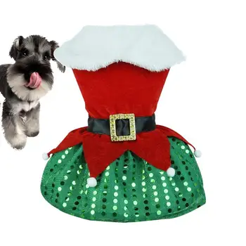 Коледни костюми за домашни любимци, креативна дрехи за домашни любимци Дядо Коледа, Удобна Коледно облекло за домашни кучета, богат на функции памучен зимни дрехи за кучета