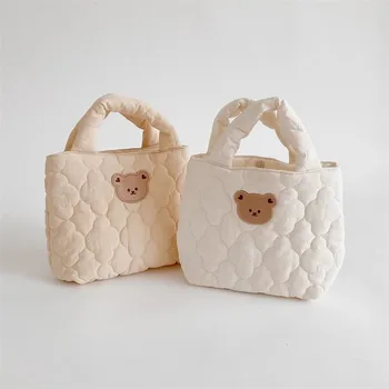 Корейската Ins Чанта за майката, чанта за обяд от сладък мечок, Преносим чанта за бебешки пелени, Органайзер за детски чанти за съхранение