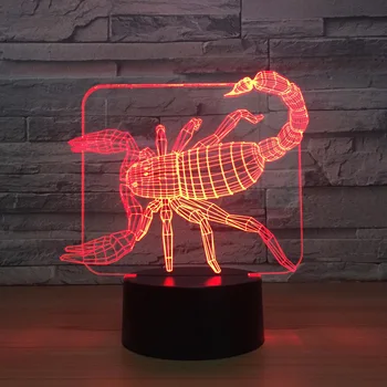 Креативен нощни 3D лека нощ Scorpion USB, декоративни коледни украси, подарък за детска стая, осветление, подарък за Свети Валентин