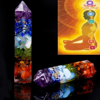 Кристали от естествен камък със седем Чакри, Точков медитация за Изцеление на Рейки Терапия Чакри Рейки, Кварцевая Аметист колона, Магическа пръчка