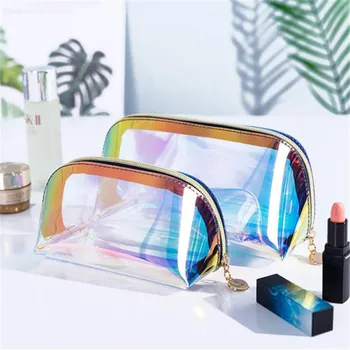 Лазерна косметичка Ins Style Cosmetics, Полукръгли пътна чанта за бебешка количка, Преносим прозрачна чанта за пране под формата на кнедли