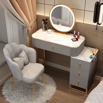 Лесен луксозен Тоалетка за спалня, Модерен прост нощни шкаф за съхранение на козметика, Малък апартамент, Мини Многофункционално бюро, подарък