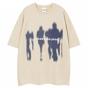 Летни Мъжки Тениски от замшевой плат в стил хип-хоп, тениски с графичен принтом 