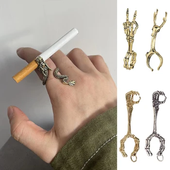 Метален мундщук за Пушач, скоба за пръсти, пръстен с дракон, поставка за ръце, Поставка за тютюн, Аксесоари за пушене на трева, Притурка, подарък за мъже