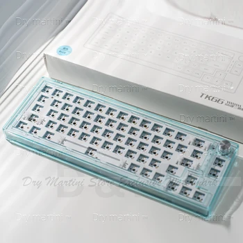 Механична клавиатура BlackKnife DK66 V2 Трехрежимный комплект Прозрачна, тиха клавиатура с тапицерия RGB, индивидуална Гореща замяна