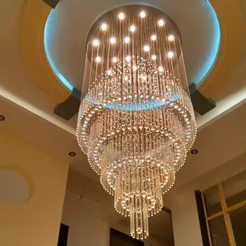 Модерна Голяма Луксозна Кристален Полилей, 18-Клиенти Тавана лампа Raindrop