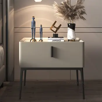 Модерни нощни шкафчета В италиански стил, Нощно шкафче Луксозни шкаф за съхранение на мебели за спални, Дизайнерски малка странична масичка от висок клас L