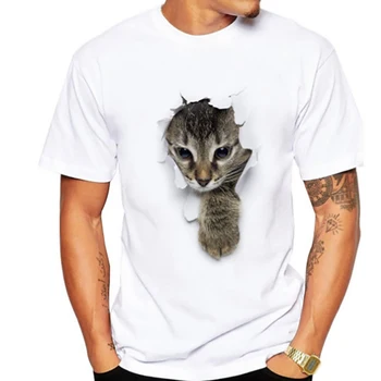 Мъжка тениска с мил домашен любимец котка и катерица, 3D принт, дрехи Y2k, тениска оверсайз, мъжки блузи, эстетичная градинска дрехи за всеки ден