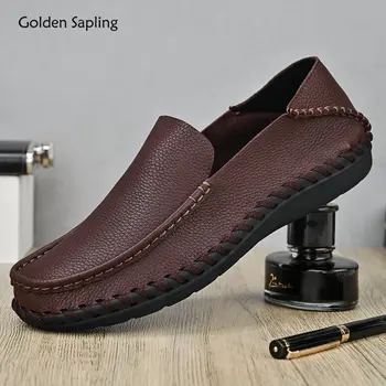 Мъжки Лоферы Golden Sapling от естествена кожа, мъжки ежедневни обувки, Летни лоферы на равна подметка за почивка и партита, Мокасини, Официалната бизнес обувки