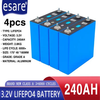 Нов 4шт 3.2 В 240Ah LiFePO4, литиево желязо фосфатный батерия САМ 12V 24V 36V Акумулаторна батерия 48V За Слънчевата система за съхранение
