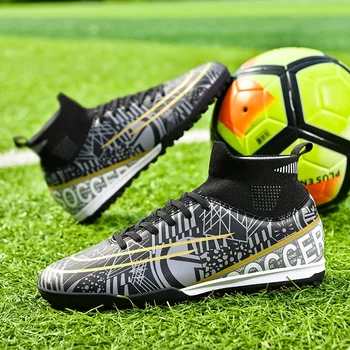Нова футболна обувки, мъжки Професионални дишащи женски футболни обувки, Лека Градинска обувки за тренировки в детския футбол с високи щиколотками
