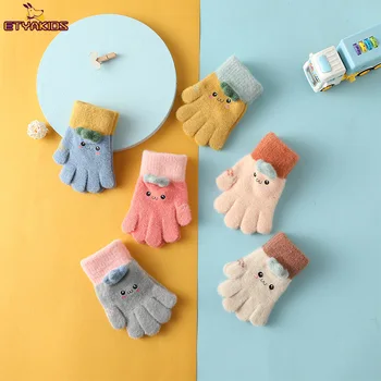 Нови Зимни бебешки ръкавици с пълни пръсти за деца от 4 до 12 години, градинска защита на пръстите, топли детски ръкавици с хубав модел от Анимационен филм