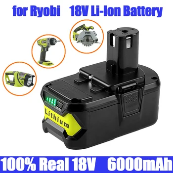 Новост За Ryobi 18V 6000mAh li-ion Батерия За Ryobi Hot P108 RB18L40 Акумулаторна Батерия За електрически инструменти Ryobi ONE