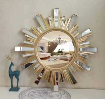 Огледалото в банята е в европейски стил водоустойчив колаж огледало за грим на верандата декоративно огледало във формата на слънце стенно подвесное огледало