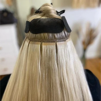 Платинена Блондинка Лента за изграждане на човешки косъм # 60 Безпроблемна тиксо Ins Директен 20pcs 12-24-инчов лента за удължаване на косата
