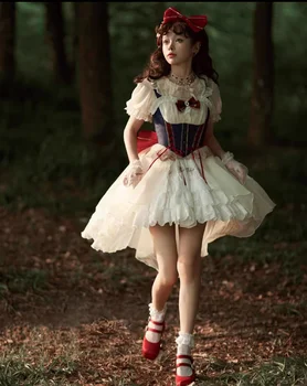 Пола snow white в стил Лолита, скъпа принцеса, папийонка, дебнещ пони рокля