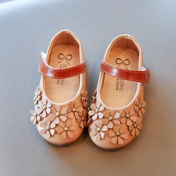 Пролет-есен Нова детска Ежедневни кожени обувки с остри пръсти, нескользящая, за момичета, однотонная обувки принцеса в цветенце