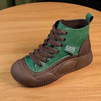 Пролет и есен 2023, Нова Дамски Ежедневни обувки със Завишени Шнур, Градинска Обувки с Високо Качество на Британския Стил, Вулканизированная Обувки