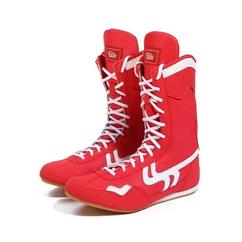 Професионални обувки за борба, Мъжки, женски, Черно, Червено, светът бокс обувки за двойки, Луксозни марка обувки за борба, Размер 35-46 за големи момчета